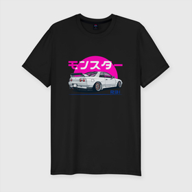 Мужская футболка хлопок Slim с принтом Nissan Skyline 2023 в Екатеринбурге, 92% хлопок, 8% лайкра | приталенный силуэт, круглый вырез ворота, длина до линии бедра, короткий рукав | cars | gtr | nissan skyline | r34 gtr | машины | ниссан | ниссан скайлайн | субару | форестер | япония