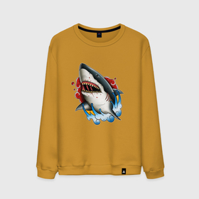 Мужской свитшот хлопок с принтом Акула 3D | Shark в Санкт-Петербурге, 100% хлопок |  | 3d | shark | акула | морские жители | морские обитатели | рыба | рыбы | хищник | хищники