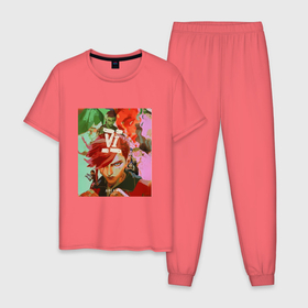 Мужская пижама хлопок с принтом Vi Arcane Ви Аркейн в Белгороде, 100% хлопок | брюки и футболка прямого кроя, без карманов, на брюках мягкая резинка на поясе и по низу штанин
 | arcane | vi | аркейн | ви | джинкс | лига легенд | нетфликс
