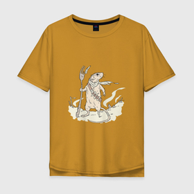 Мужская футболка хлопок Oversize с принтом Мышь в пустоши в Тюмени, 100% хлопок | свободный крой, круглый ворот, “спинка” длиннее передней части | апокалипсис | арт | выживший | конец света | мышь | пустошь | разруха | рисунок