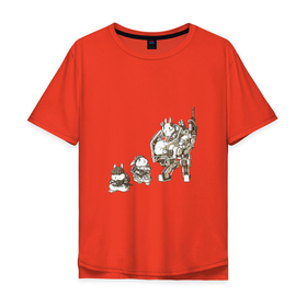 Мужская футболка хлопок Oversize с принтом Заячья команда в Петрозаводске, 100% хлопок | свободный крой, круглый ворот, “спинка” длиннее передней части | арт | военные | военный | зайцы | зайчик | зайчики | заяц | рисунок | робот