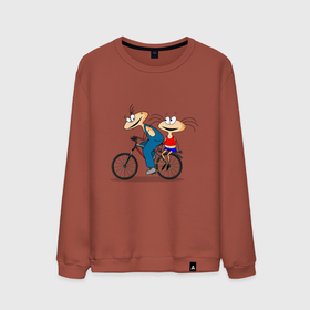 Мужской свитшот хлопок с принтом Велосипед и Масяня в Тюмени, 100% хлопок |  | велосипед | масяня | мультфильм | поездка | хрюндель
