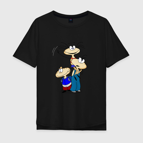 Мужская футболка хлопок Oversize с принтом Семья Масяни в Тюмени, 100% хлопок | свободный крой, круглый ворот, “спинка” длиннее передней части | масяня | мультфильм | семья | счастье | хрюндель