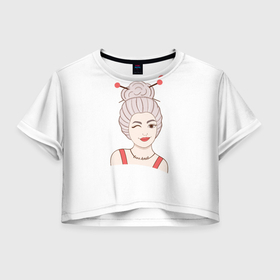Женская футболка Crop-top 3D с принтом LoveKnit в Кировске, 100% полиэстер | круглая горловина, длина футболки до линии талии, рукава с отворотами | knit | love | вязальщица | вязание | спицы