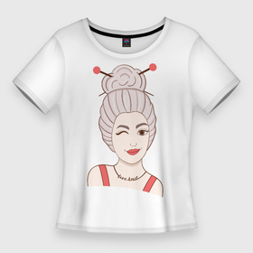 Женская футболка 3D Slim с принтом LoveKnit в Новосибирске,  |  | knit | love | вязальщица | вязание | спицы