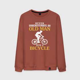 Мужской свитшот хлопок с принтом Никогда не недооценивайте старика с велосипедом в Екатеринбурге, 100% хлопок |  | bicycle | bike | bmx | cycle | аквапед | бабка | бабушка | байк | велосипед | велосипедист | велоспорт | дед | дедушка | олд | олд мен | олдмен | ровер | спорт | старик | трицикл | электробайк | электровелосипед