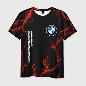 Мужская футболка 3D с принтом BMW | Autosport + Молнии в Курске, 100% полиэфир | прямой крой, круглый вырез горловины, длина до линии бедер | auto | autosport | b m w | bmv | bmw | logo | m power | moto | performance | power | series | sport | авто | б м в | бмв | лого | логотип | марка | молния | мото | перфоманс | символ | спорт