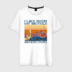 Мужская футболка хлопок с принтом Я люблю пиво, мой велосипед и возможно 3 людей в Курске, 100% хлопок | прямой крой, круглый вырез горловины, длина до линии бедер, слегка спущенное плечо. | Тематика изображения на принте: bicycle | bike | bmx | cycle | аквапед | байк | велосипед | велосипедист | велоспорт | ровер | спорт | трицикл | электробайк | электровелосипед