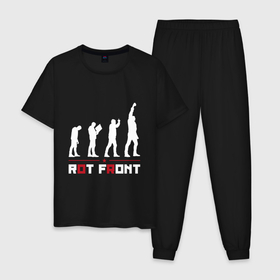 Мужская пижама хлопок с принтом RotFront в Тюмени, 100% хлопок | брюки и футболка прямого кроя, без карманов, на брюках мягкая резинка на поясе и по низу штанин
 | rotfront | наука | права | пролетариат | работа | рот фронт | эволюция