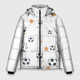 Мужская зимняя куртка 3D с принтом Футбол это круто в Екатеринбурге, верх — 100% полиэстер; подкладка — 100% полиэстер; утеплитель — 100% полиэстер | длина ниже бедра, свободный силуэт Оверсайз. Есть воротник-стойка, отстегивающийся капюшон и ветрозащитная планка. 

Боковые карманы с листочкой на кнопках и внутренний карман на молнии. | Тематика изображения на принте: звезда | звезды | круто | любители спорта | матч | мяч | спорт | футбол | чемпионат