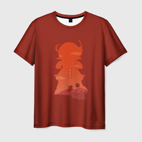 Мужская футболка 3D с принтом Ускользающее солнце Мондштада Кли в Курске, 100% полиэфир | прямой крой, круглый вырез горловины, длина до линии бедер | Тематика изображения на принте: genshin impact | арт | кли | красная девочка | мондштадт | рисунок | рыцарьискорка | ускользающее солнце