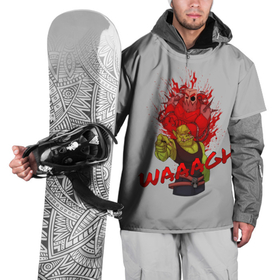Накидка на куртку 3D с принтом Waaagh reference в Тюмени, 100% полиэстер |  | Тематика изображения на принте: warhammer40000 | зеленокожий | орк | отсылка | пародия | символ | череп