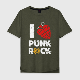Мужская футболка хлопок Oversize с принтом I LOVE PUNK ROCK в Кировске, 100% хлопок | свободный крой, круглый ворот, “спинка” длиннее передней части | american idiot | blink | california | green day | heavy metal | metal | pop | punckrock | punk | rock | альтернатива | блинк | грин дэй | группа | калифорния | метал | музыка | панк | панк рок | панкрок | рок | трэш метал | х