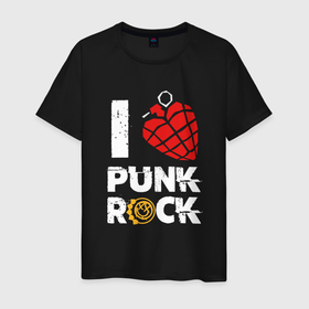 Мужская футболка хлопок с принтом I LOVE PUNK ROCK в Екатеринбурге, 100% хлопок | прямой крой, круглый вырез горловины, длина до линии бедер, слегка спущенное плечо. | american idiot | blink | california | green day | heavy metal | metal | pop | punckrock | punk | rock | альтернатива | блинк | грин дэй | группа | калифорния | метал | музыка | панк | панк рок | панкрок | рок | трэш метал | х