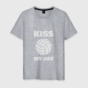 Мужская футболка хлопок с принтом Kiss   My Ace в Новосибирске, 100% хлопок | прямой крой, круглый вырез горловины, длина до линии бедер, слегка спущенное плечо. | Тематика изображения на принте: ball | beach | game | love | sport | volley | volleyball | волейбол | волейболист | волейболистка | гол | игра | игрок | любовь | мяч | площадка | пляж | пляжный | победа | сетка | спорт | тренер | чемпион
