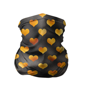 Бандана-труба 3D с принтом Сердечки Gold and Black в Екатеринбурге, 100% полиэстер, ткань с особыми свойствами — Activecool | плотность 150‒180 г/м2; хорошо тянется, но сохраняет форму | gold | love | любовь | сердечки | сердца | сердце
