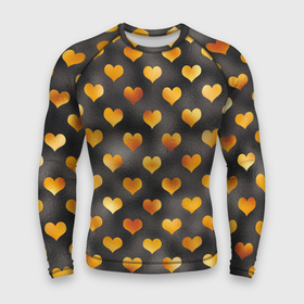 Мужской рашгард 3D с принтом Сердечки Gold and Black в Кировске,  |  | gold | love | любовь | сердечки | сердца | сердце