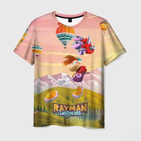 Мужская футболка 3D с принтом Rayman воздушные шары в Белгороде, 100% полиэфир | прямой крой, круглый вырез горловины, длина до линии бедер | Тематика изображения на принте: globox | rayman | rayman legends | глобокс | реймен | рэйман | рэймэн | человечек