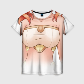 Женская футболка 3D с принтом Тело как у девушки из аниме в Санкт-Петербурге, 100% полиэфир ( синтетическое хлопкоподобное полотно) | прямой крой, круглый вырез горловины, длина до линии бедер | аниме | девушка | идеальная фигура | косплей | красивое | персонаж | рыжая | тело