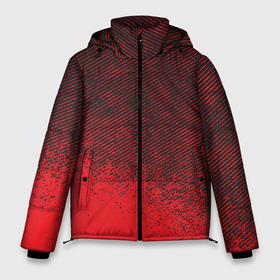 Мужская зимняя куртка 3D с принтом RED GRUNGE | SPORT GRUNGE в Белгороде, верх — 100% полиэстер; подкладка — 100% полиэстер; утеплитель — 100% полиэстер | длина ниже бедра, свободный силуэт Оверсайз. Есть воротник-стойка, отстегивающийся капюшон и ветрозащитная планка. 

Боковые карманы с листочкой на кнопках и внутренний карман на молнии. | Тематика изображения на принте: abstract | geometry | geometry stripes | grunge | sport | sport grunge | texture | абстракция | геометрические полосы | геометрия | гранж | спортивный гранж | текстура