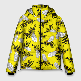 Мужская зимняя куртка 3D с принтом Пчелы на желтом в Екатеринбурге, верх — 100% полиэстер; подкладка — 100% полиэстер; утеплитель — 100% полиэстер | длина ниже бедра, свободный силуэт Оверсайз. Есть воротник-стойка, отстегивающийся капюшон и ветрозащитная планка. 

Боковые карманы с листочкой на кнопках и внутренний карман на молнии. | bee | honey | insect | nature | spring | summer | sunny | yellow | весно | желтый узор | жук | крылья | лето | мед | много насекомых | насекомые | оса | пасечник | природа | пчела | пчелиный рой | пчелка | пчеловод | пчелы | рой пчел