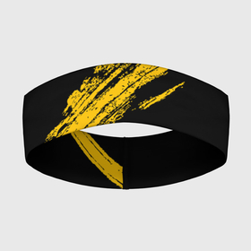 Повязка на голову 3D с принтом BLACK AND YELLOW GRUNGE | ГРАНЖ ,  |  | abstract | black and yellow grunge | grunge | texture | абстракция | грандж | гранж | текстура