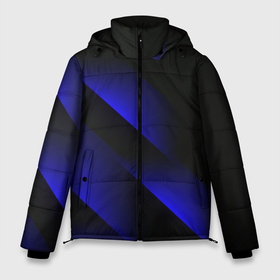 Мужская зимняя куртка 3D с принтом Blue Fade | 3D (Синий градиент) в Екатеринбурге, верх — 100% полиэстер; подкладка — 100% полиэстер; утеплитель — 100% полиэстер | длина ниже бедра, свободный силуэт Оверсайз. Есть воротник-стойка, отстегивающийся капюшон и ветрозащитная планка. 

Боковые карманы с листочкой на кнопках и внутренний карман на молнии. | 0x000000123 | 3d | fade | абстрактный рисунок | градиент | заливка | линии | неон | полосы | текстиль | текстура