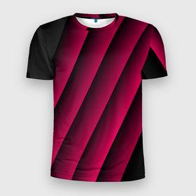 Мужская футболка 3D Slim с принтом Red Stripe | 3D (Красные полосы) в Новосибирске, 100% полиэстер с улучшенными характеристиками | приталенный силуэт, круглая горловина, широкие плечи, сужается к линии бедра | 0x000000123 | 3d | fade | абстрактный рисунок | градиент | заливка | линии | неон | полосы | текстиль | текстура