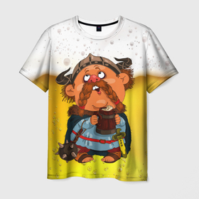 Мужская футболка 3D с принтом Пивной викинг в Кировске, 100% полиэфир | прямой крой, круглый вырез горловины, длина до линии бедер | арт | викинг | графика | мультяшка