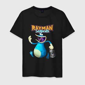 Мужская футболка хлопок с принтом globox с фонарем (Rayman) в Курске, 100% хлопок | прямой крой, круглый вырез горловины, длина до линии бедер, слегка спущенное плечо. | globox | rayman | rayman legends | глобокс | реймен | рэйман | рэймэн | человечек