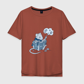 Мужская футболка хлопок Oversize с принтом Обучение маленького мага в Тюмени, 100% хлопок | свободный крой, круглый ворот, “спинка” длиннее передней части | арт | волшебная книга | волшебство | книга | крыс | крыса | маг | магия | рисунок
