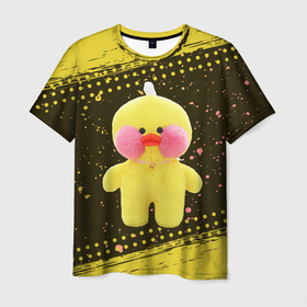 Мужская футболка 3D с принтом УТЯ ЛАЛАФАНФАН ЖЕЛТЕНЬКАЯ Милая в Курске, 100% полиэфир | прямой крой, круглый вырез горловины, длина до линии бедер | Тематика изображения на принте: duck | fanfan | lala | lalafanfan | гиалуроновая | желтенька | игрушка | корейская | краска | лала | лалафанфан | малыш | милота | мягкая | плюшевая | утенок | утка | уточка | утя | фанфан