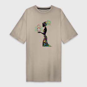 Платье-футболка хлопок с принтом Девушка восьмерка в Курске,  |  | арт | восемь | девушка | иллюстрация | цифра