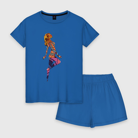 Женская пижама с шортиками хлопок с принтом Женское пробуждение в Курске, 100% хлопок | футболка прямого кроя, шорты свободные с широкой мягкой резинкой | арт | иллюстрация | красотка | праздник | фигура