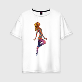 Женская футболка хлопок Oversize с принтом Женское пробуждение в Санкт-Петербурге, 100% хлопок | свободный крой, круглый ворот, спущенный рукав, длина до линии бедер
 | арт | иллюстрация | красотка | праздник | фигура