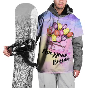 Накидка на куртку 3D с принтом Письмо весны в Екатеринбурге, 100% полиэстер |  | Тематика изображения на принте: 8 марта | акварель | весна | конверт | надпись | праздник | тюльпаны | цветы