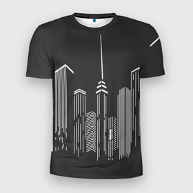 Мужская футболка 3D Slim с принтом Большие города в Тюмени, 100% полиэстер с улучшенными характеристиками | приталенный силуэт, круглая горловина, широкие плечи, сужается к линии бедра | Тематика изображения на принте: башня | высокий | высотка | высотки | город | городской | дом | дома | москва | нью йорк | сити | урбанизм