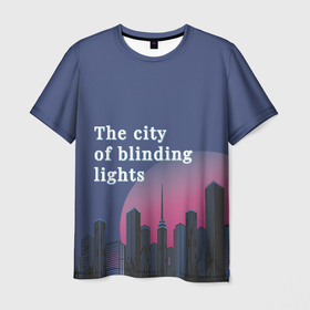 Мужская футболка 3D с принтом Город слепящих огней в Тюмени, 100% полиэфир | прямой крой, круглый вырез горловины, длина до линии бедер | башни | башня | высокий | высотка | высотки | город | городской | дом | здание | здания | москва | неюоскребы | нью йорк | урбанизация | урбанизм | шпиль