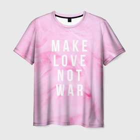 Мужская футболка 3D с принтом Make love not var , 100% полиэфир | прямой крой, круглый вырез горловины, длина до линии бедер | love | make | make love not var | not | var | война | делайте любовь | мех | нежно розовый | нет войне | розовый
