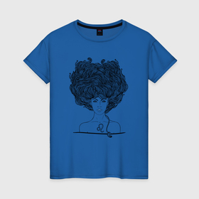 Женская футболка хлопок с принтом Девушка Лев в Екатеринбурге, 100% хлопок | прямой крой, круглый вырез горловины, длина до линии бедер, слегка спущенное плечо | волосы | девушка | зодиак | косичка | лев | уличный стиль
