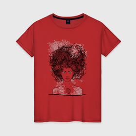 Женская футболка хлопок с принтом Девушка Дева в Екатеринбурге, 100% хлопок | прямой крой, круглый вырез горловины, длина до линии бедер, слегка спущенное плечо | дева | девушка | зодиак | скетч | уличный стиль | цветок