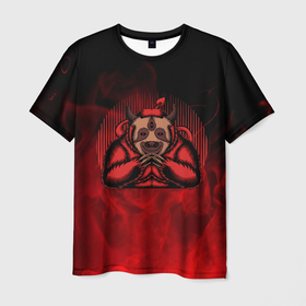 Мужская футболка 3D с принтом Дьявольский ленивец | Devilish sloth в Новосибирске, 100% полиэфир | прямой крой, круглый вырез горловины, длина до линии бедер | devilish sloth | folivora | демон | дьявол | зверь | красный ленивец | красный огонь | лежебок | лежебока | ленивцы | лентяй | листоеды | лодырь | млекопитающий | огонь | черт | чертик