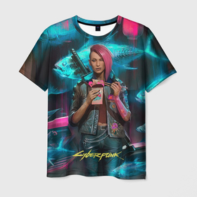 Мужская футболка 3D с принтом Cyberpunk Ви в Белгороде, 100% полиэфир | прямой крой, круглый вырез горловины, длина до линии бедер | 2077 | cyberpunk | cyberpunk 2077 | vi | ви | кибер | киберпанк | панк