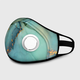 Маска из неопрена с принтом FluidArt в городе Новоалтайск, неопрен 100% | Форма огибающая нос. Резинки для ушей с дополнительной резинкой на затылке. Клапан для выдоха для активного дыхания при занятиях спортом. Эластичный материал маски и окантовки для лучшего растяжения и прилегания маски.  | Тематика изображения на принте: арт | бирюза | линии | мрамор | флюидарт