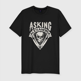 Мужская футболка хлопок Slim с принтом Asking Alexandria рок группа в Новосибирске, 92% хлопок, 8% лайкра | приталенный силуэт, круглый вырез ворота, длина до линии бедра, короткий рукав | asking alexandria | rock | аскинг александриа | группа | группы | метал | музыка | рок | хэви метал | электроникор