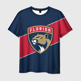 Мужская футболка 3D с принтом Florida Panthers ,  Флорида Пантерз , 100% полиэфир | прямой крой, круглый вырез горловины, длина до линии бедер | florida | florida panthers | hockey | nhl | panthers | usa | нхл | пантерз | спорт | сша | флорида | флорида пантерз | хоккей | шайба