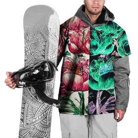 Накидка на куртку 3D с принтом Акварельные пионы в Курске, 100% полиэстер |  | акварель | акварельные цветы | искусство | негатив | пионы | цветы