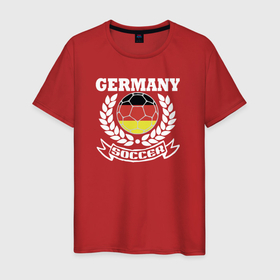 Мужская футболка хлопок с принтом Футбол Германия в Новосибирске, 100% хлопок | прямой крой, круглый вырез горловины, длина до линии бедер, слегка спущенное плечо. | deutschland | football | germany | soccer | socker | германия | германский | игра | немецкая | немецкий | сокер | соккер | спорт | футбол | футболист | футбольная | футбольный