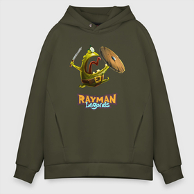 Мужское худи Oversize хлопок с принтом Rayman Legends Зеленый человечек с щитом , френч-терри — 70% хлопок, 30% полиэстер. Мягкий теплый начес внутри —100% хлопок | боковые карманы, эластичные манжеты и нижняя кромка, капюшон на магнитной кнопке | legends | rayman | rayman legends | глобокс | рейман | рэйман | рэймэн