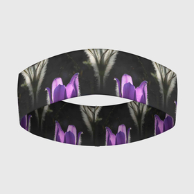 Повязка на голову 3D с принтом Фиолетовые цветы   паттерн в Петрозаводске,  |  | лето | паттерн | фиолетовые цветы | цветочки | цветы